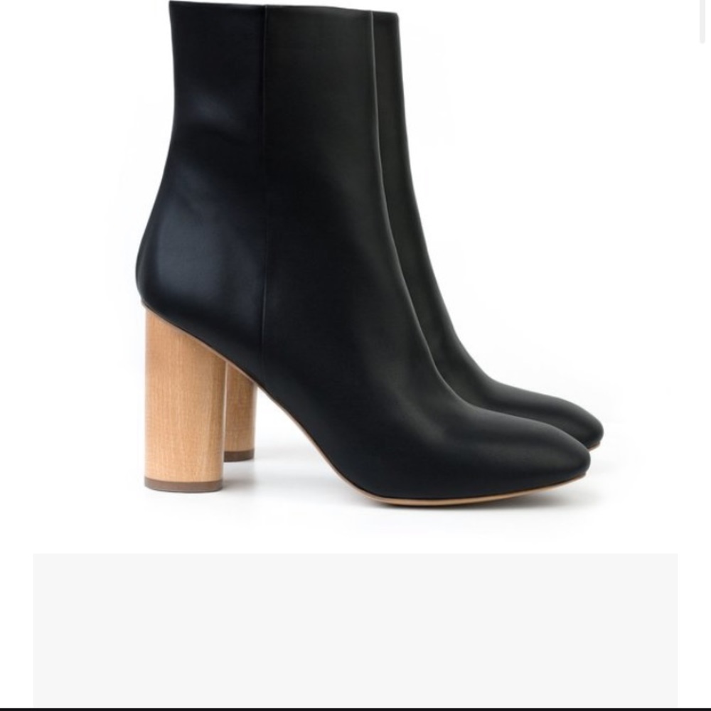 New! Sydney Brown Faux Leather Wood Heel Boots